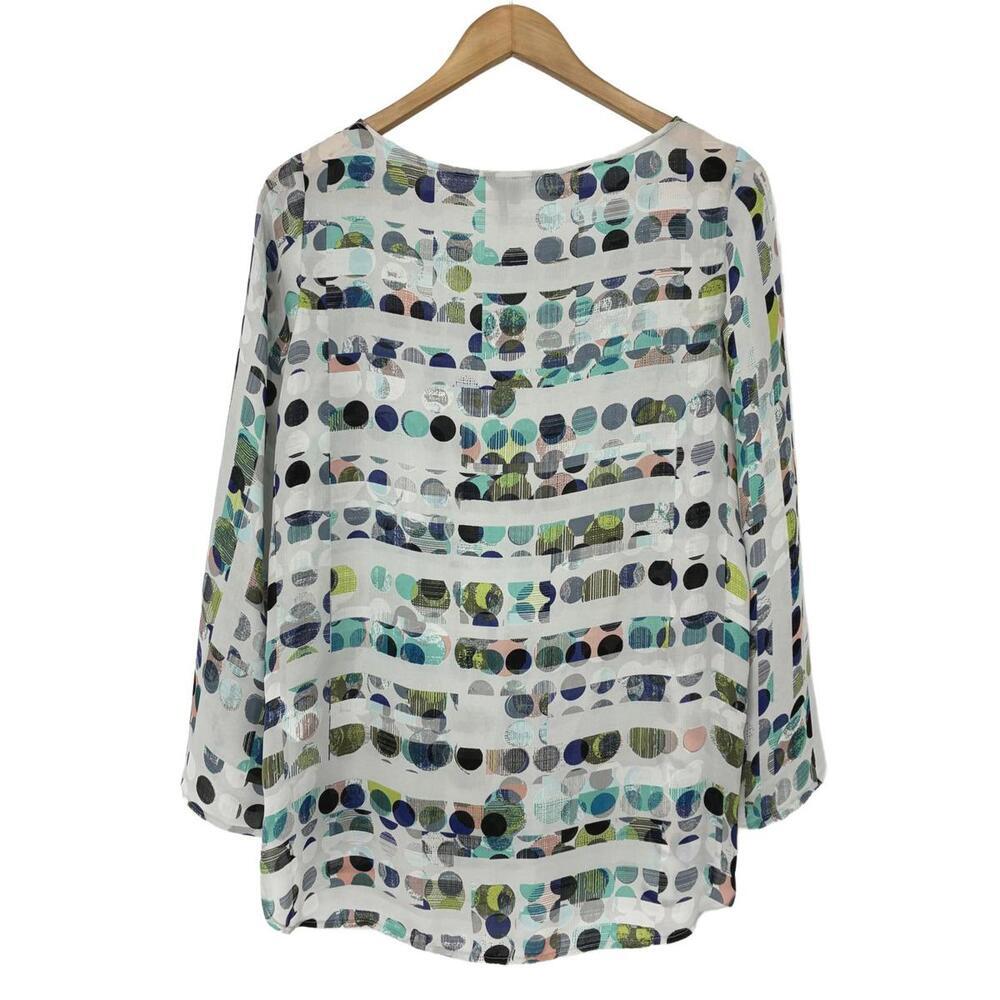NIC+ZOE Women's Sheer Polka Dot Pattern Blouse, Size Small - Picture 2 of 7